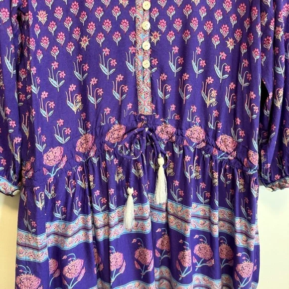 SPELL Bohemian Royale Playdress Purple S Small Mini Ruffle Dress Tassel - Picture 5 of 12